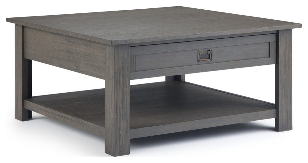 Monroe Solid Acacia Wood 38 quotRustic Square Coffee Table   Transitional   Coffee Tables   by Homesquare  Houzz