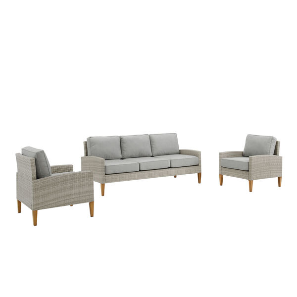 Capella Gray Outdoor Wicker Sofa Set - Sofa and 2 Chair