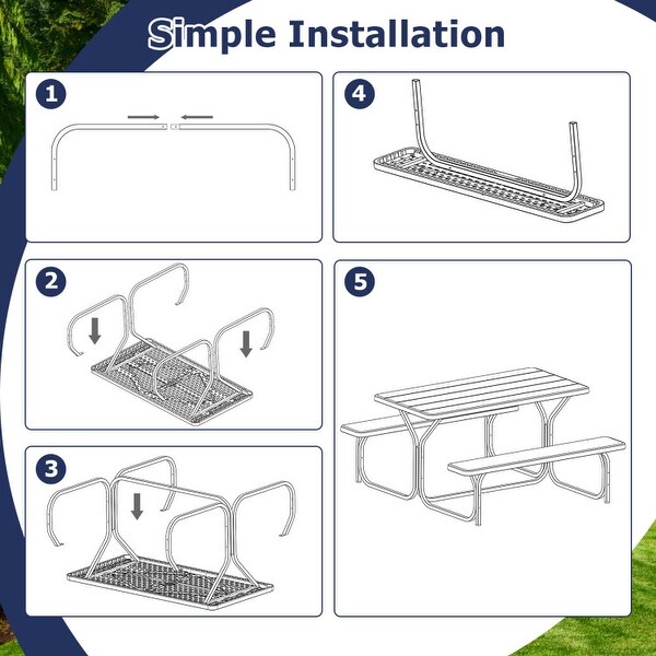 HDPE Outdoor Picnic Table Bench Set with Metal Base