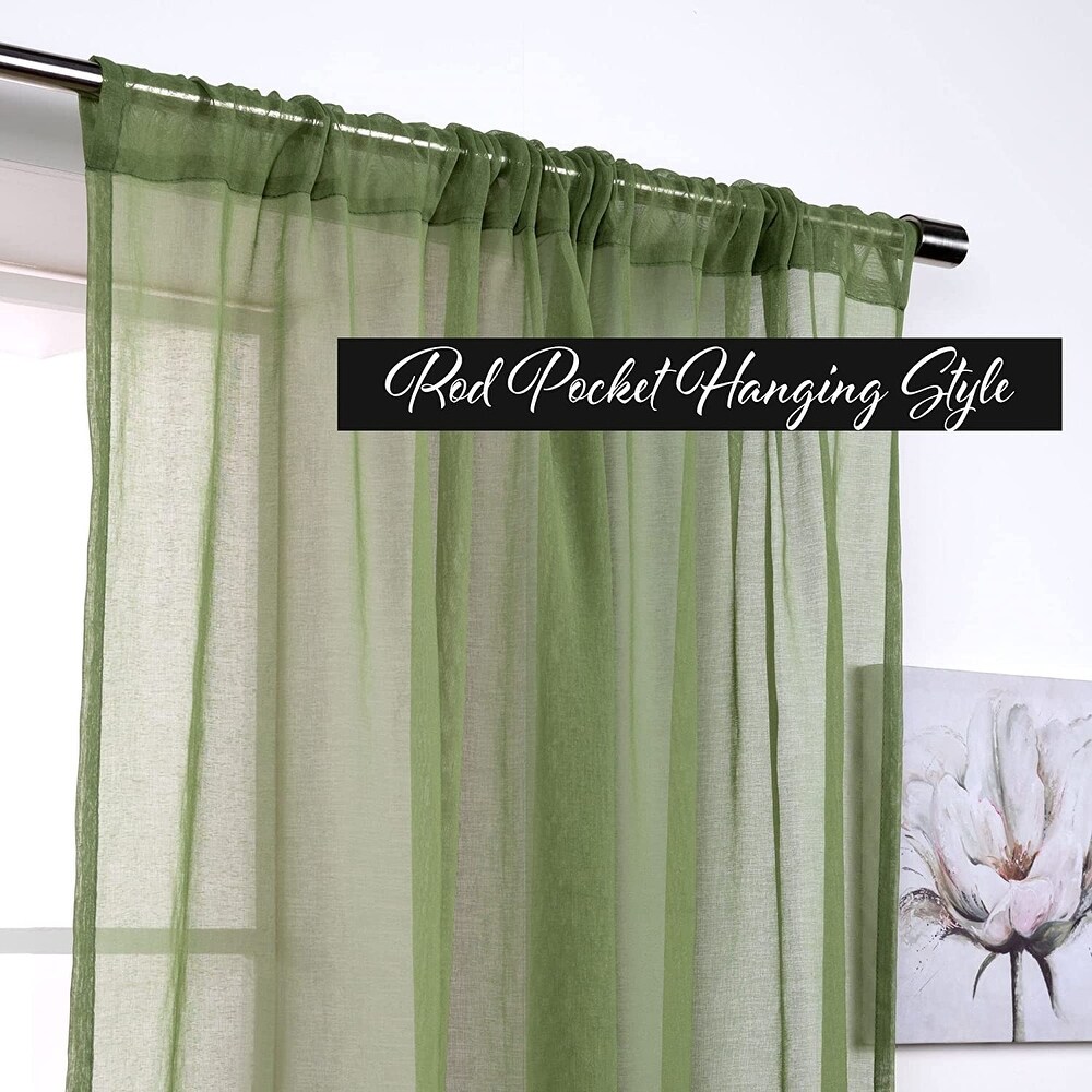 Aurora Home Linen Textured Semi Sheer Curtain Panels Rod Pocket Panel Pair   84\