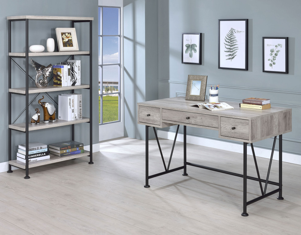 Analiese 4 shelf Bookcase Grey Driftwood   Modern   Bookcases   by Modon  Houzz