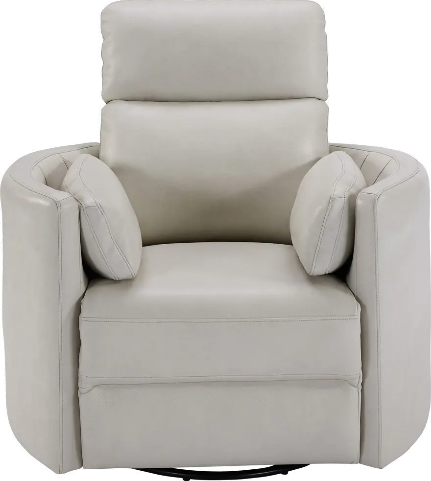 Mads Ivory Leather-Match Power Glider Swivel Recliner