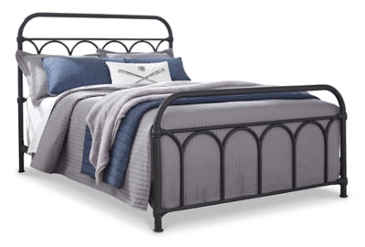 Signature Design by Ashley Nashburg Industrial Farmhouse Metal Bed, Full, Matte Black