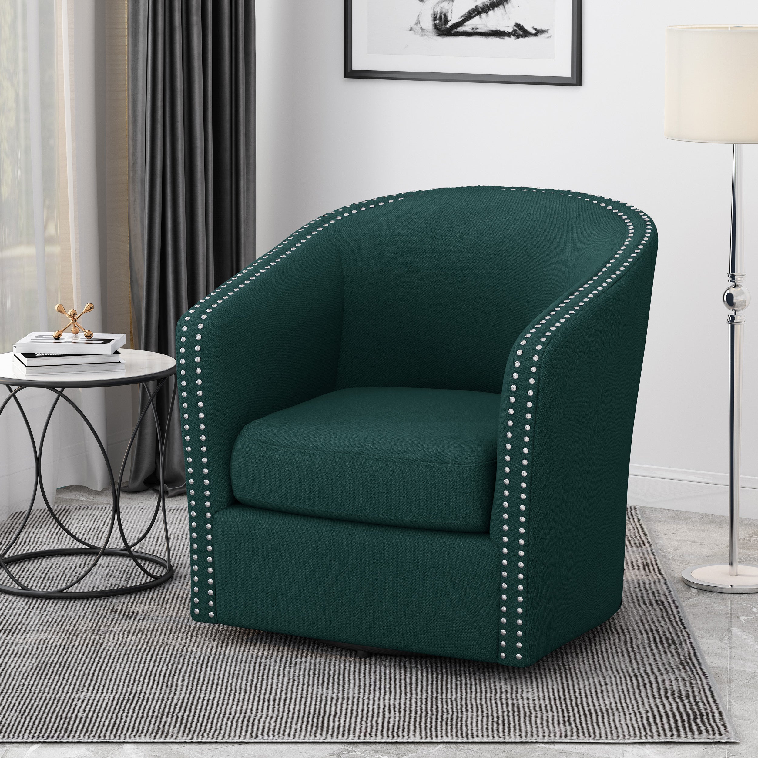 Leily Contemporary Fabric Swivel Chair