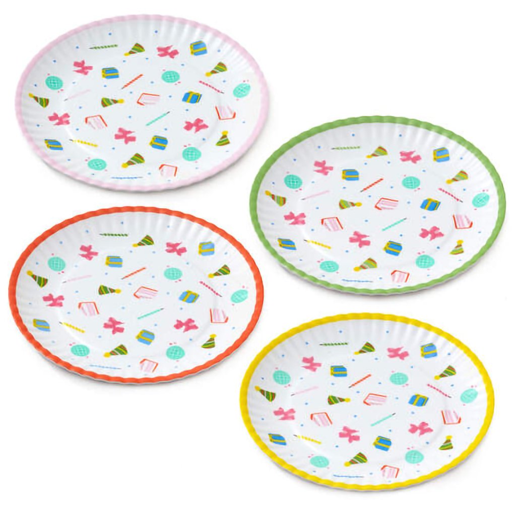 Hallmark  Birthday Celebration Icons Melamine Dessert Plates, Set of 4