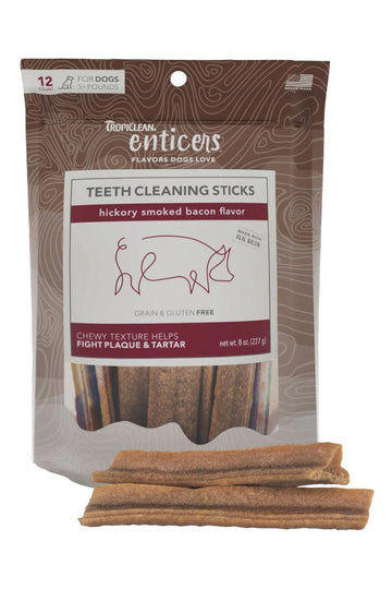 TropiClean Enticers Hickory Smoked Bacon Dog Dental Sticks