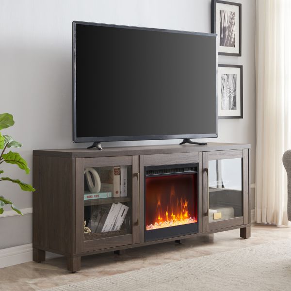 Quincy Rectangular TV Stand with Crystal Fireplace for TV's up to 65