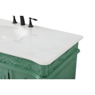 Simply Living 48 in. W x 22 in. D x 36 in. H Bath Vanity in Vintage Mint with White And Brown Vein Marble Top SL3117VM