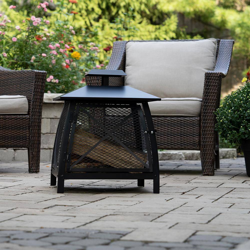 BLUE SKY OUTDOOR LIVING 20 in. Square Steel Mesh Wood Fire Pit with Poker WBF20