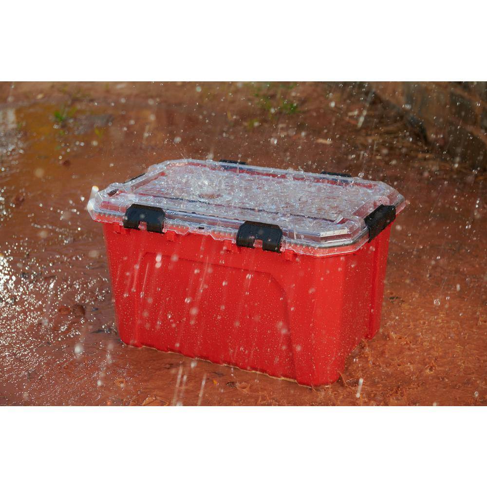 Husky 20-Gal. Professional Duty Waterproof Storage Container with Hinged Lid in Red 246842