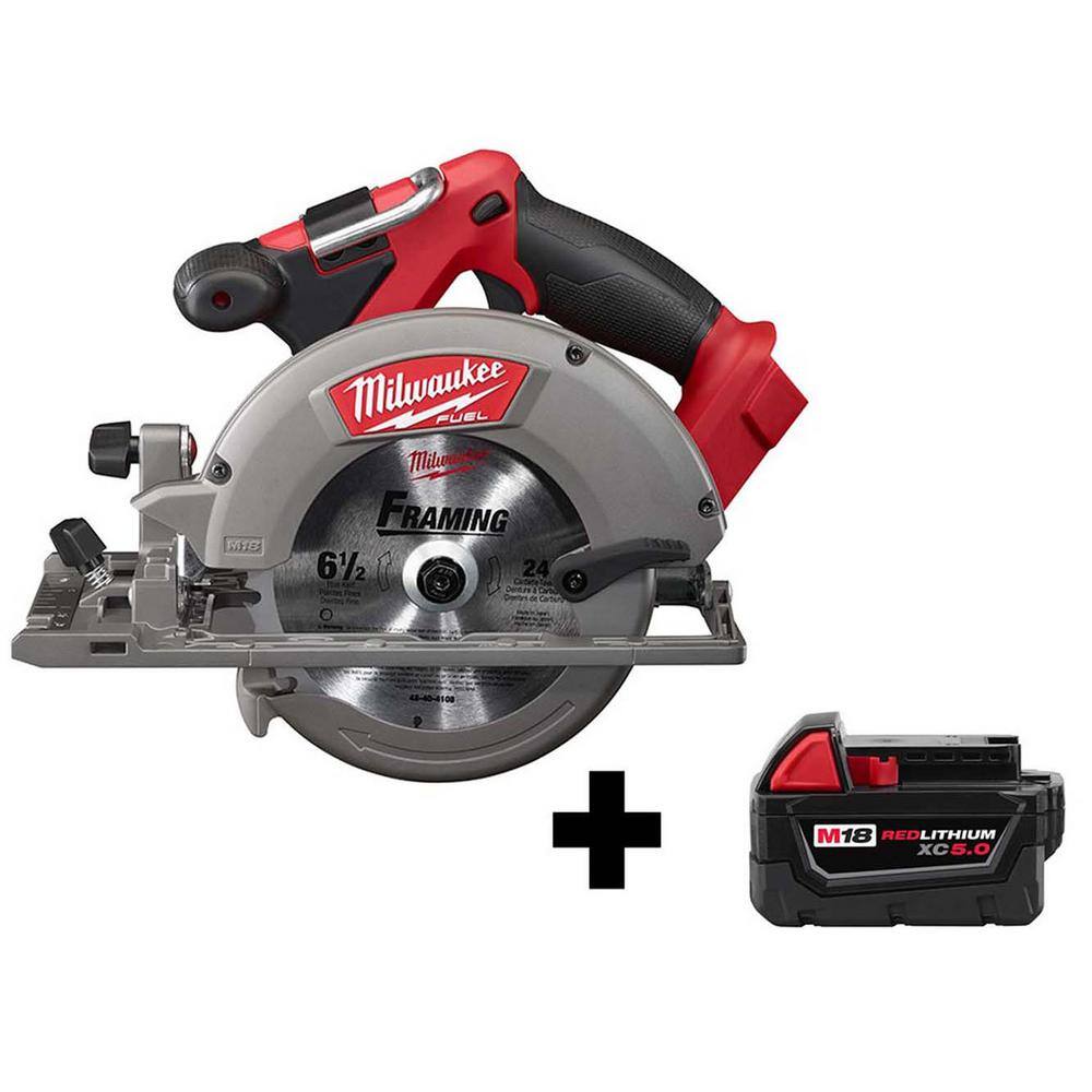 MW M18 FUEL 18V Lithium-Ion Brushless Cordless 6-12 in. Circular Saw W M18 5.0 Ah Battery 2730-20-48-11-1850