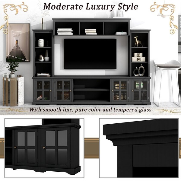 Modern TV Stand Entertainment Wall Unit with Bridge for TVs Up to 70