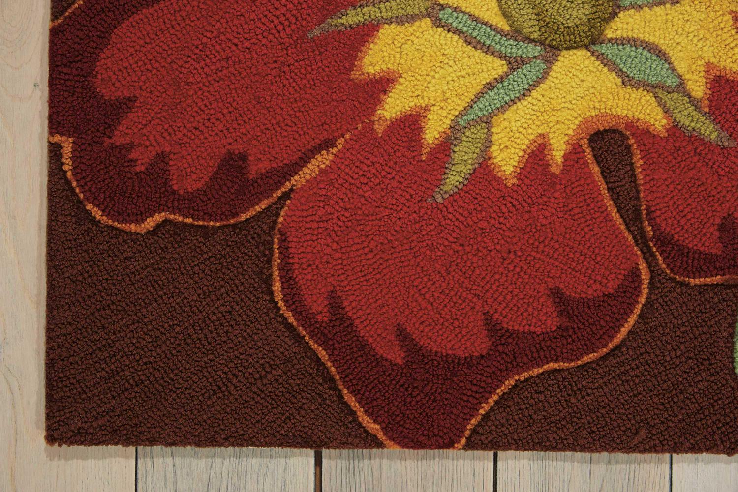 Nourison Fantasy Modern Floral Chocolate 23 x 8and#8242; Area Rug， (8and#8242; Runner)