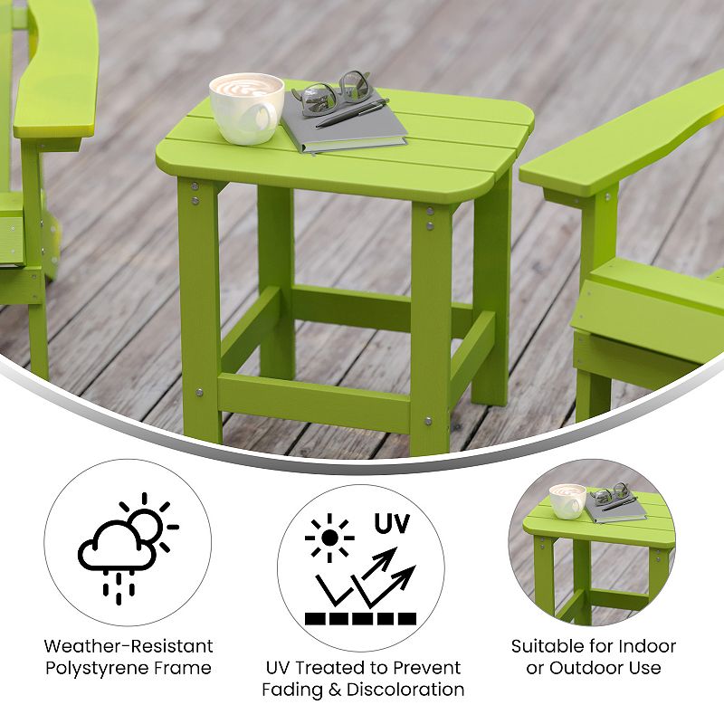 Emma and Oliver Hammond Indoor/Outdoor Polyresin Adirondack Side Table for Porch， Patio， or Sunroom