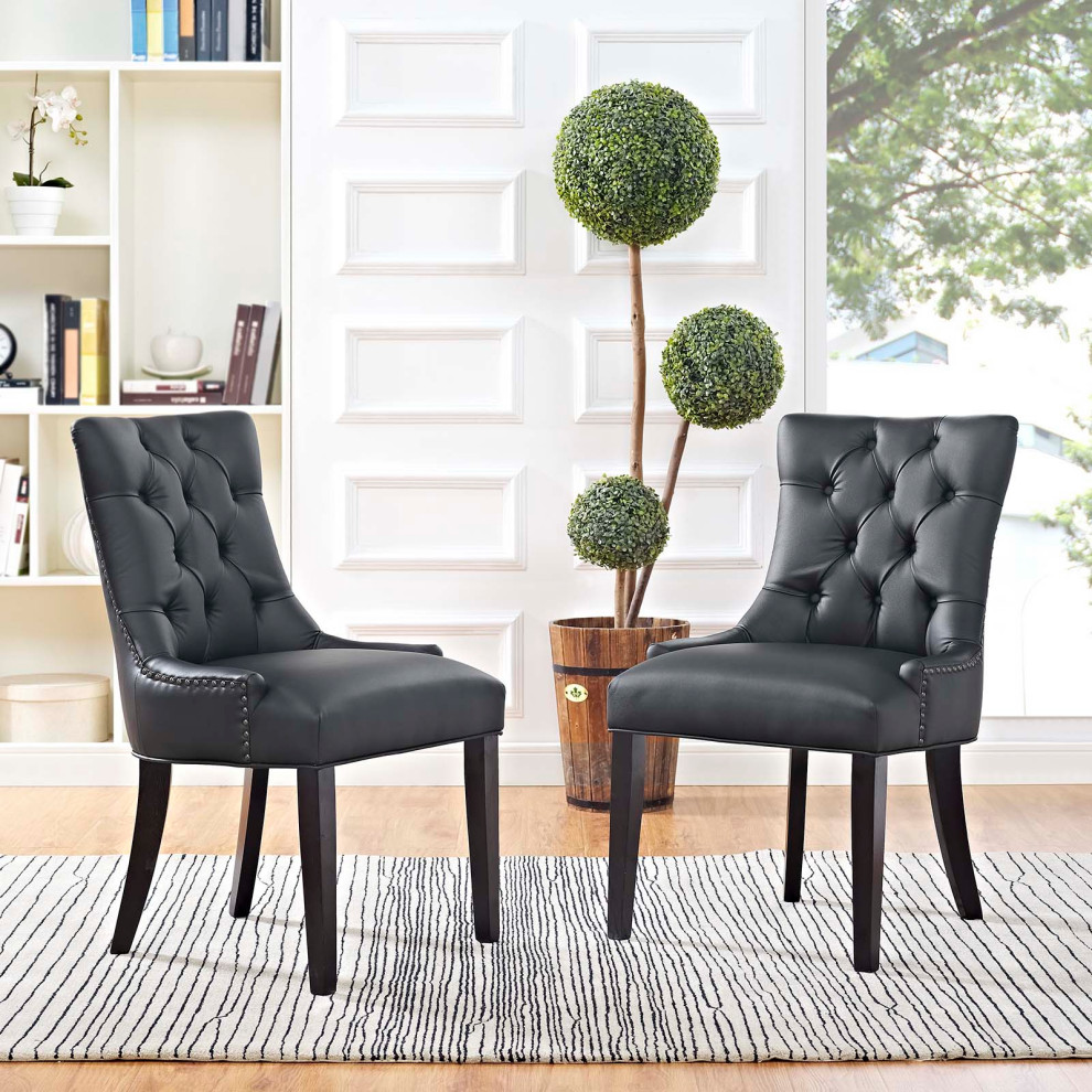 Regent Dining Side Chair Vinyl Set of 2 EEI 2742 BLK SET   Transitional   Dining Chairs   by Timeout PRO  Houzz