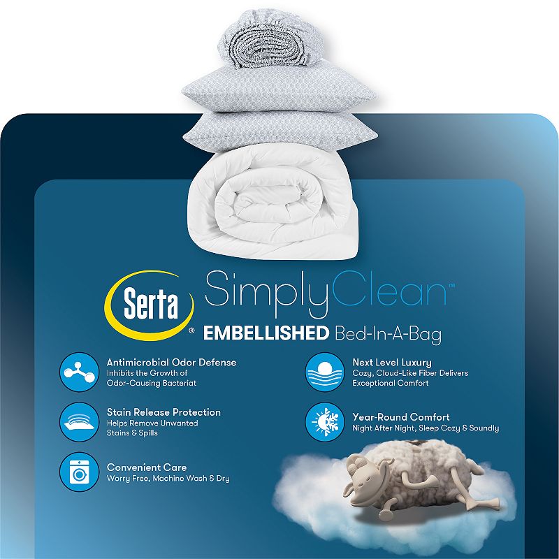 Serta? Simply Clean Antimicrobial Pleated Comforter Set with Sheets