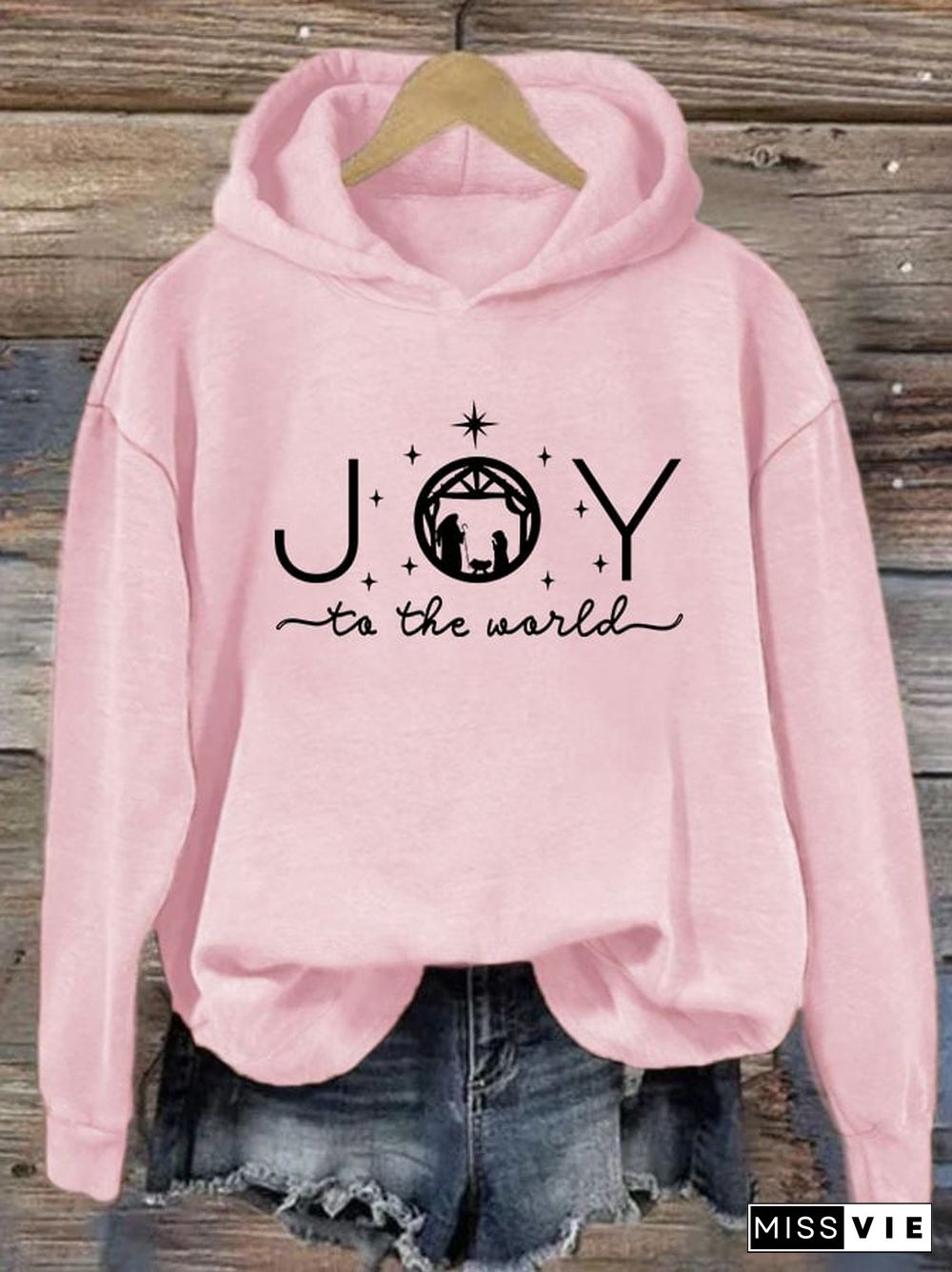 Women's Joy To The World Printed Hoodie