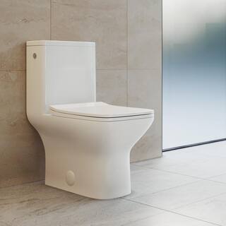 Swiss Madison Carre 1-piece 1.11.6 GPF Dual Touchless Flush Elongated Toilet in White SM-1T264