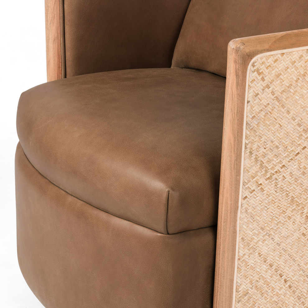 Newbury Swivel Chair  Palermo Cognac   Tropical   Armchairs And Accent Chairs   by Four Hands  Houzz