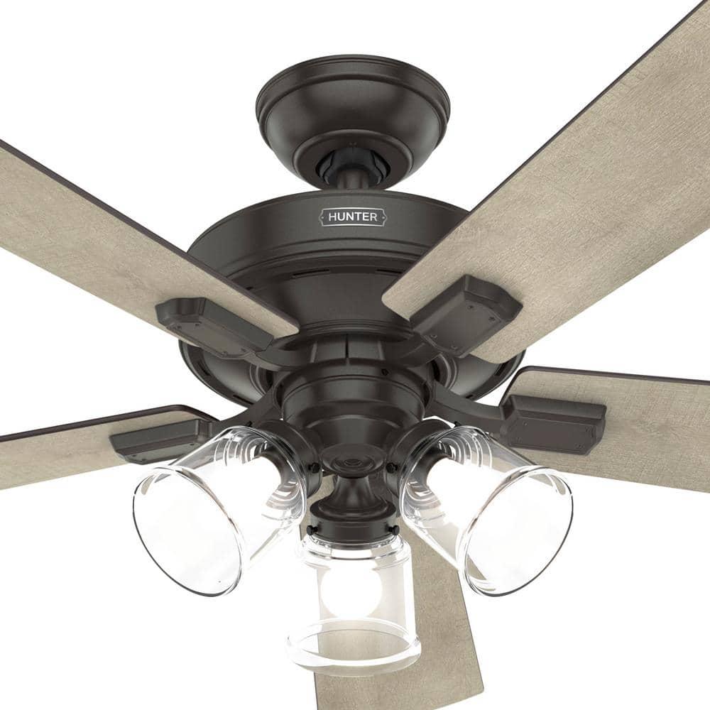 Hunter Crestfield 52 in Indoor Noble Bronze Ceiling Fan with Light Kit and Remote