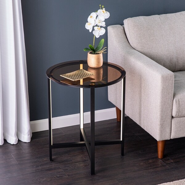 SEI Furniture Sandival Round Side Table w/ LED Lighting