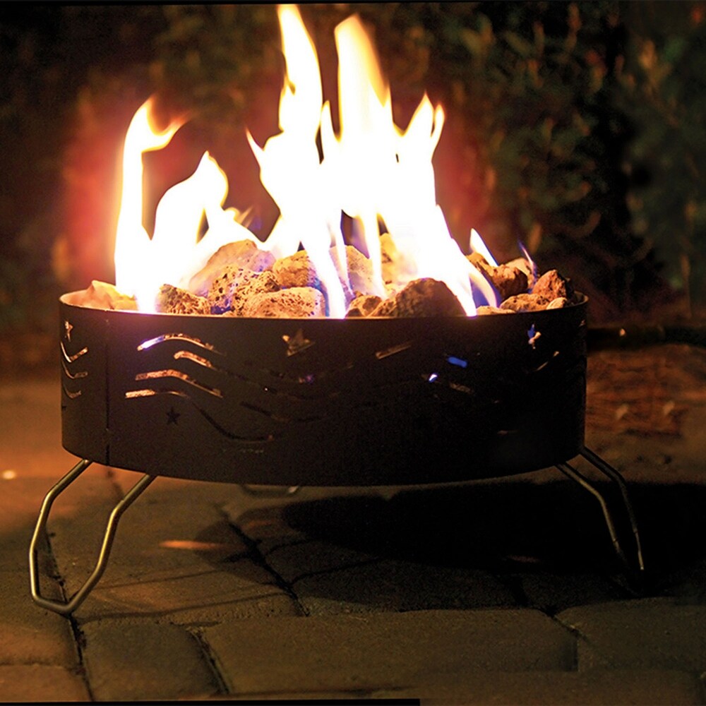 Camco Portable Campfire Outdoor Propane Heater Fire Pit with Lava Rocks  Black   10