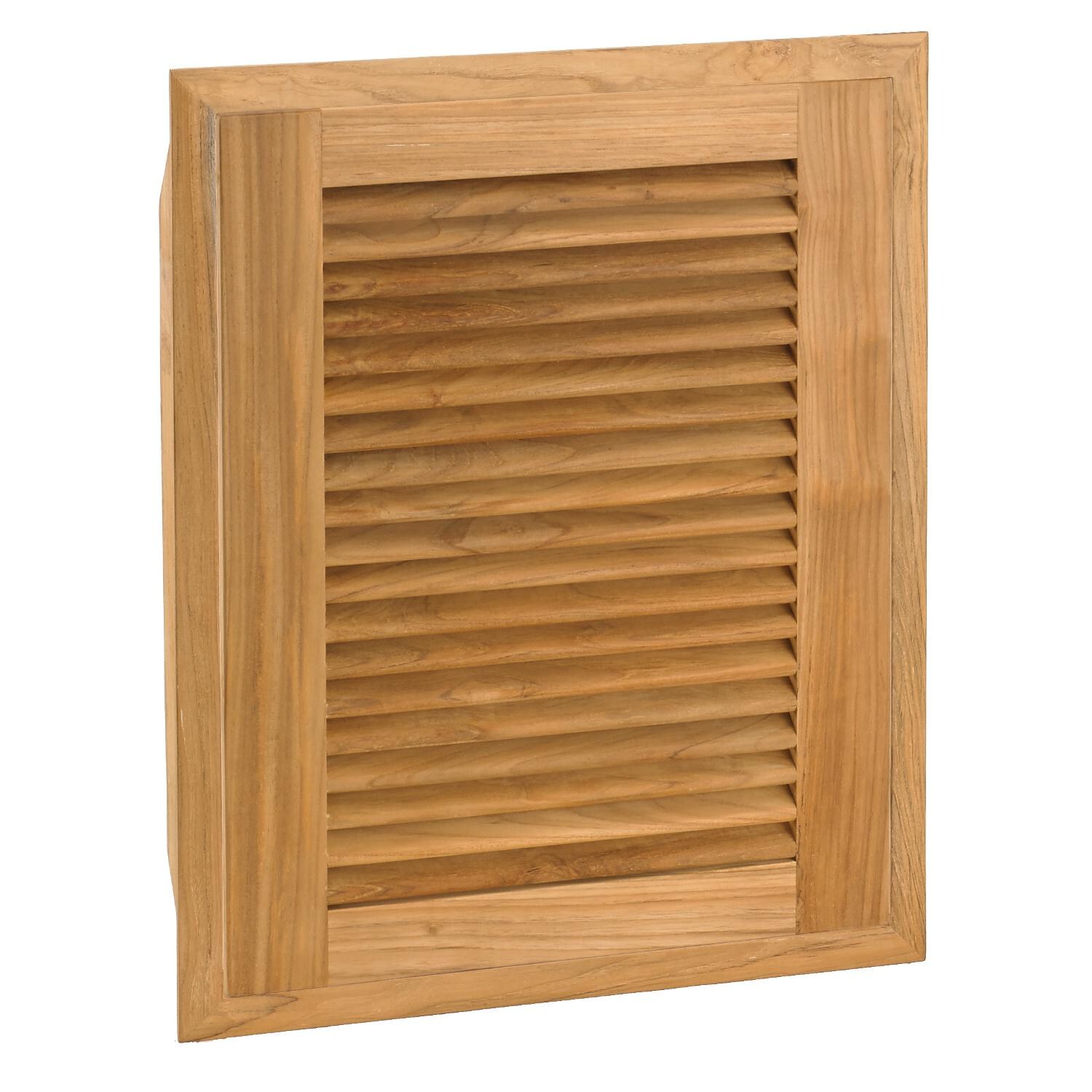 Pacific Teak Louvered 18-Inch Teak Wood Left-Hinge Single Access Door