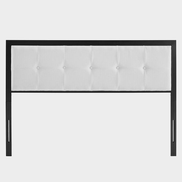 Waldorf Modern White Fabric Button Tufted Upholstered Twin Size Metal Headboard - - 31717196