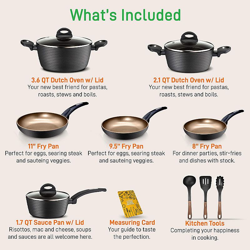 NutriChef Ridge Line Nonstick Kitchen Cookware Pots and Pan， 12 Piece Set， Gray