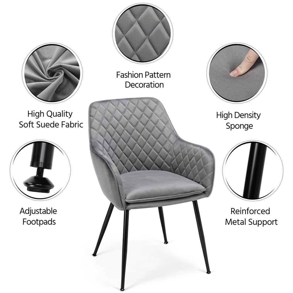 SMILE MART Modern Upholstered Velvet Dining Chairs， Gray