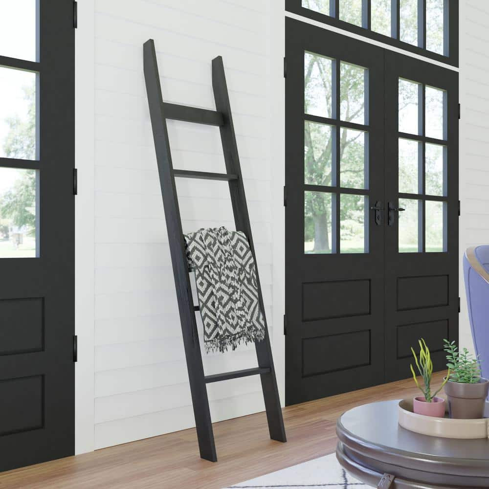 72 in. Black Farmhouse Blanket Ladder BL01-6FT-BK