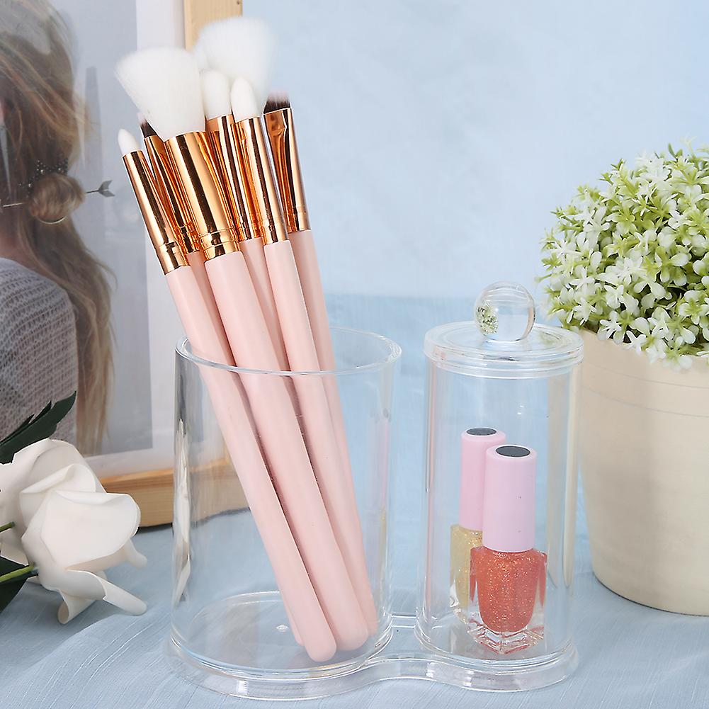 Transparent Cotton Swab Box Double Cylinder Makeup Tool Holder Storage Organizer With Lid