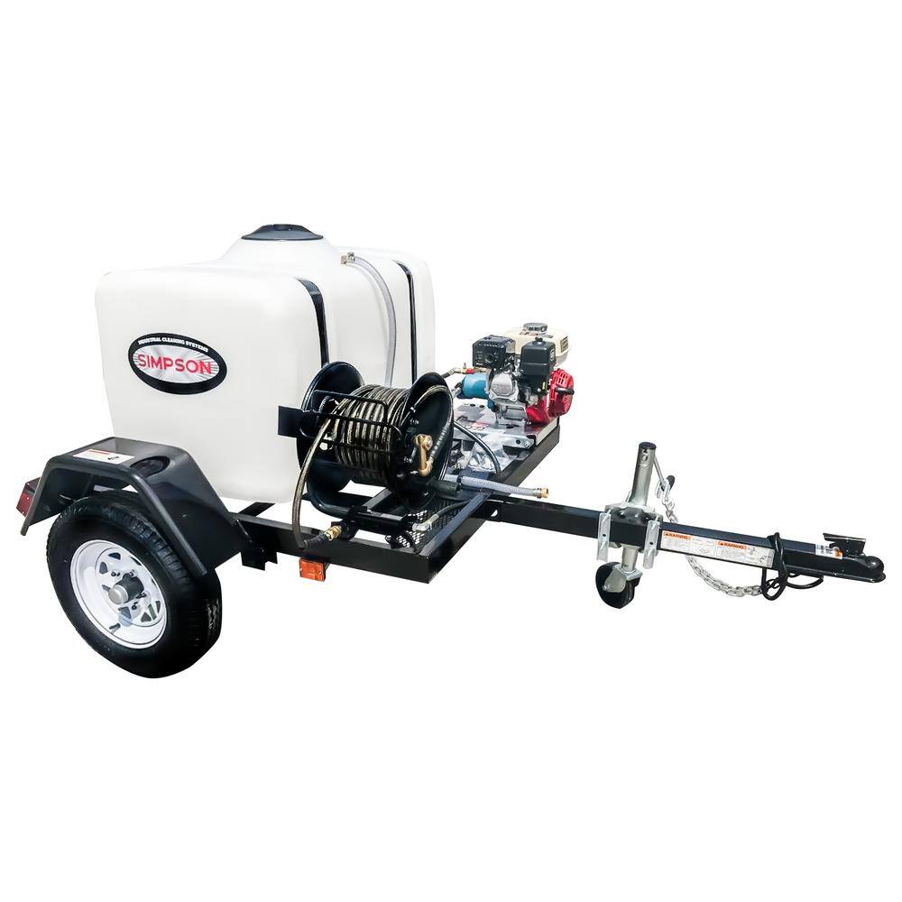 SIMPSON Mobile Trailer 3200 PSI 2.8 GPM Gas Cold Water Pressure Washer with HONDA GX200 Engine 95000