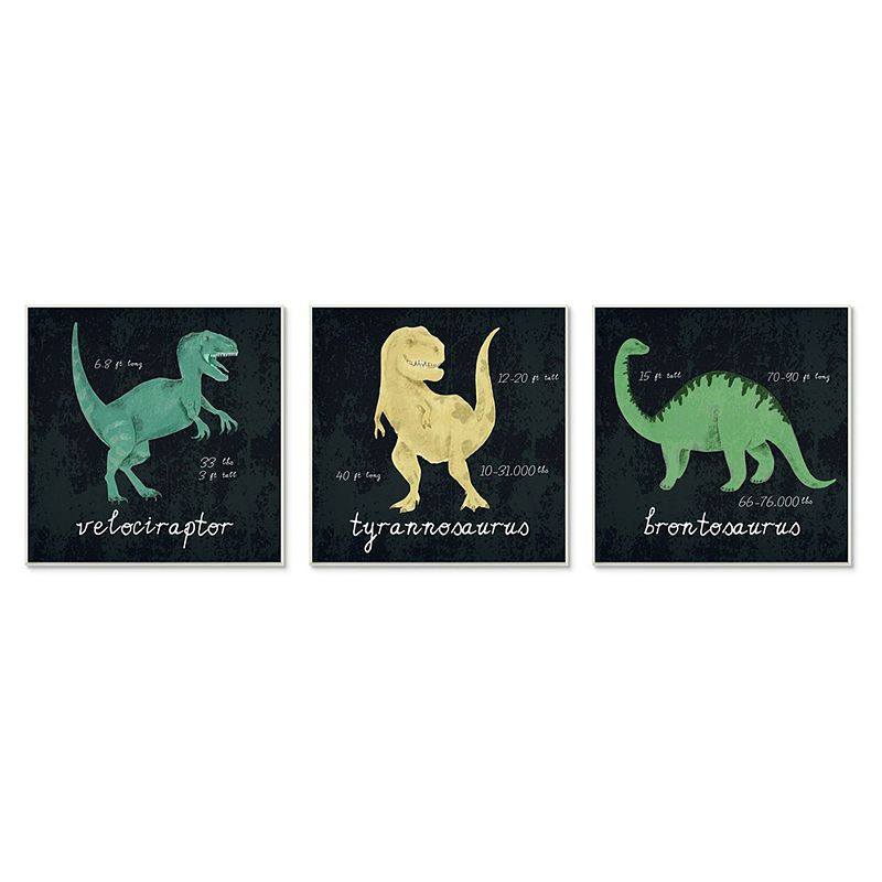 Stupell Home Decor Dinosaur Facts Plaque Wall Art 3-piece Set