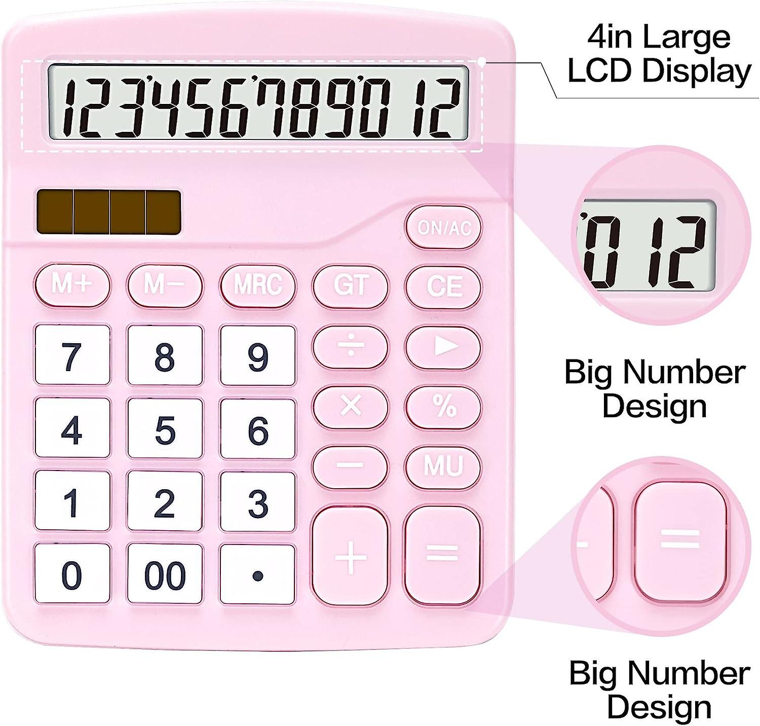 Calculator， Standard Function Desktop Calculators With 12 Digit Large Lcd Display And Sensitive Button， Solar Battery Dual， Business Gift Office Calcu