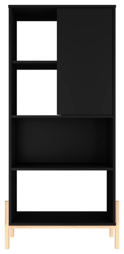 Bowery Bookcase  Black and Oak   Transitional   Bookcases   by Homesquare  Houzz