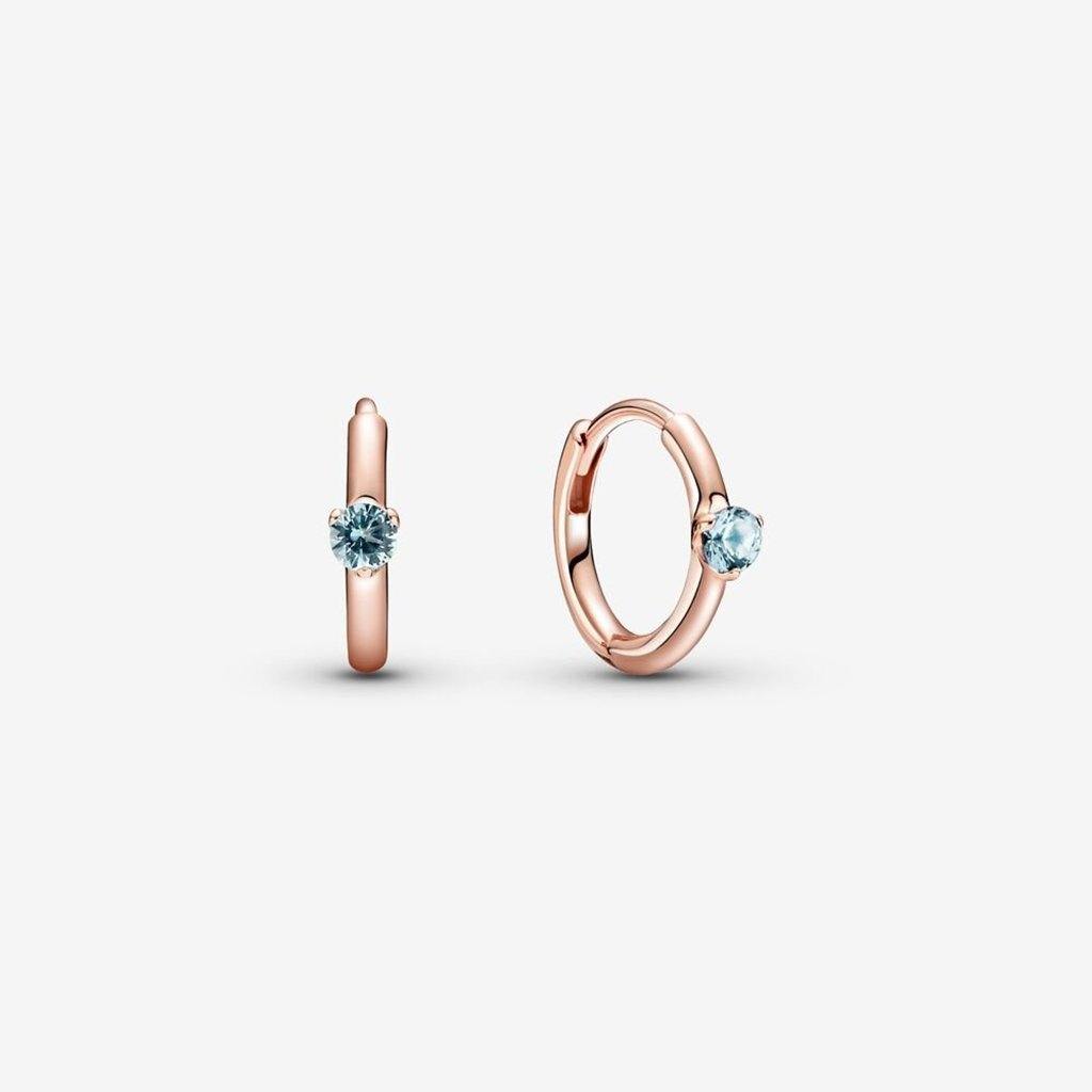 PANDORA  Light Blue Solitaire Huggie Hoop Earrings