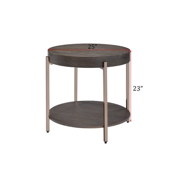 End Table， 2-Tier Coffee Table Sofa Table Dark Oak and Champagne Finish