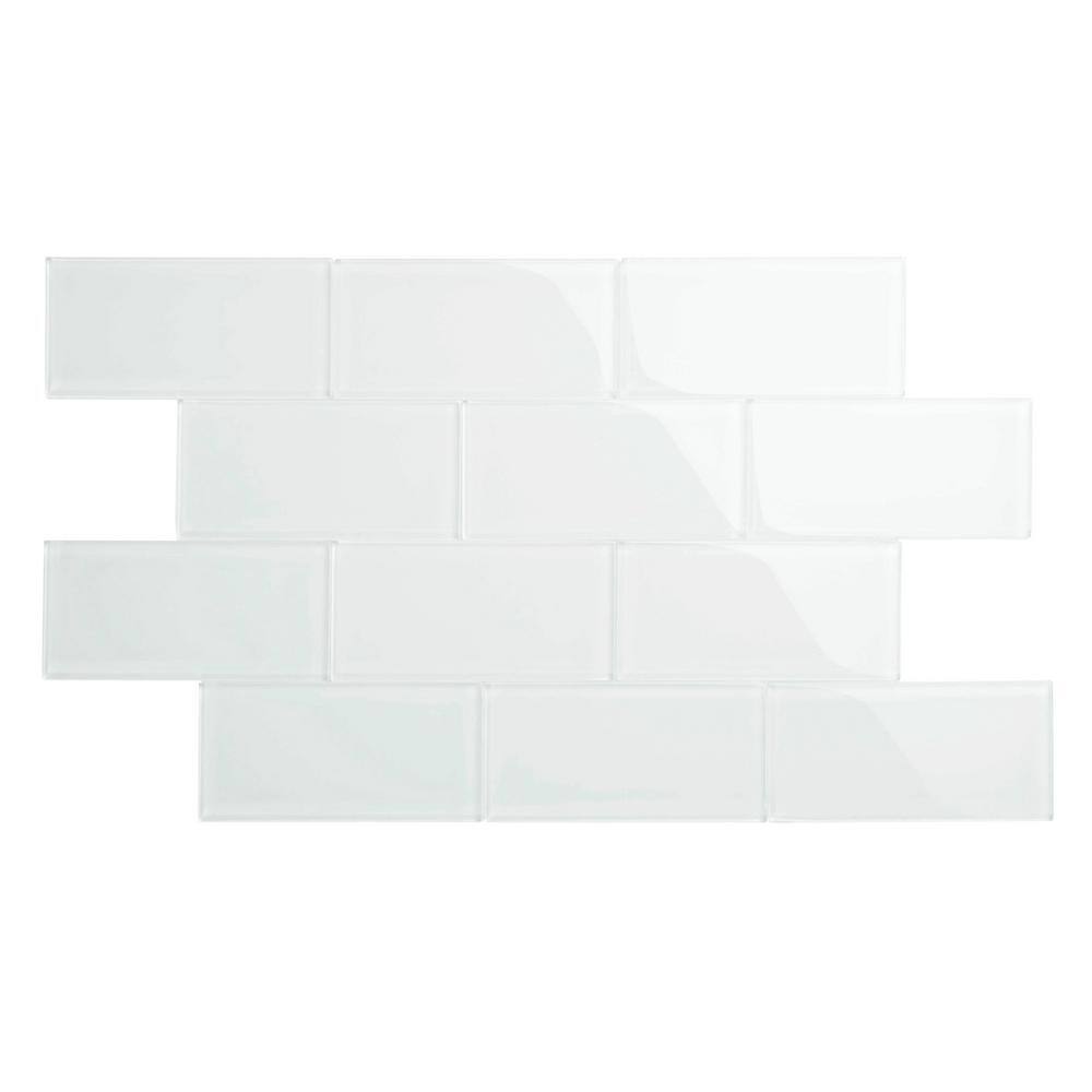 Giorbello Bright White 3 in. x 6 in. x 8 mm Glass Subway Tile (5 sq. ft.case) G5910