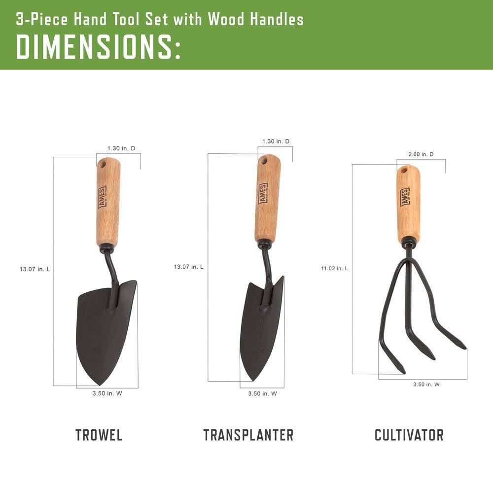 Ames 3-Piece Garden Tool Set - Hand Trowel Hand Transplanter and Hand Cultivator 24454009