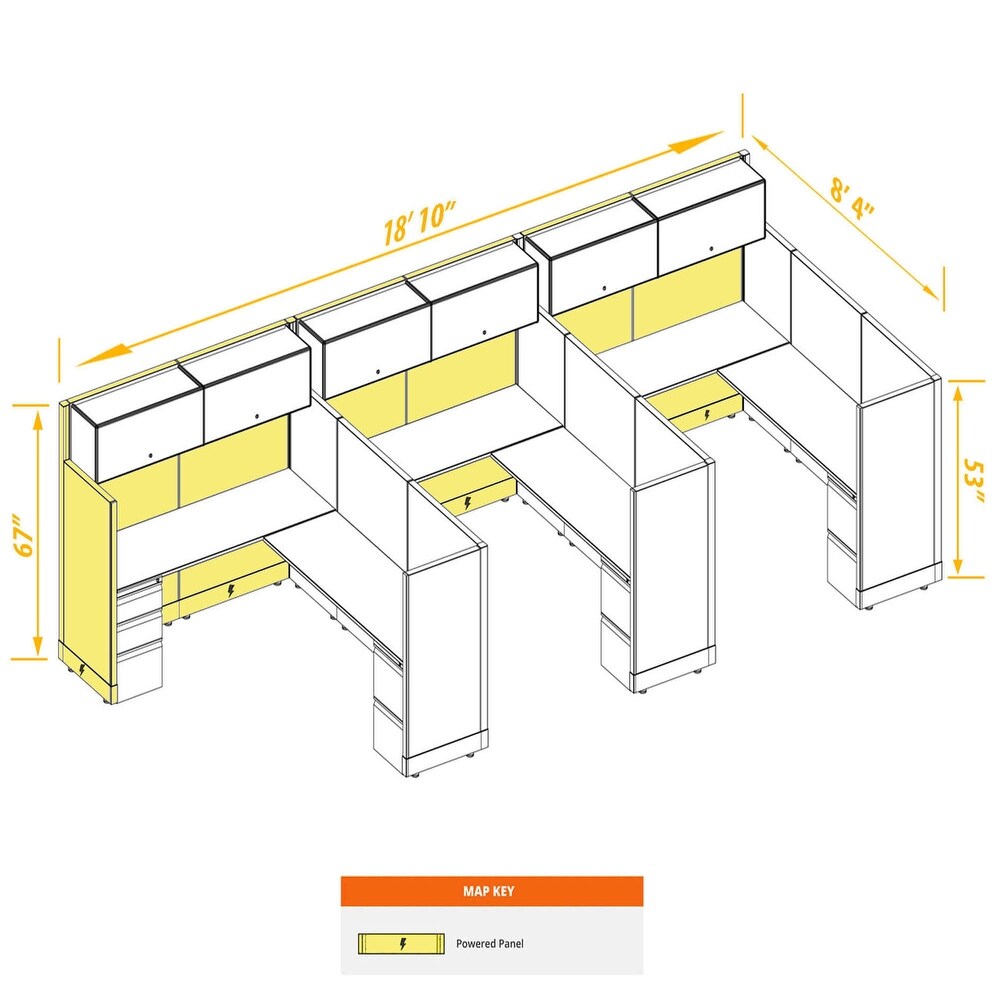 Modern Office Furniture 53 67H 3pack Inline Powered Cubicles