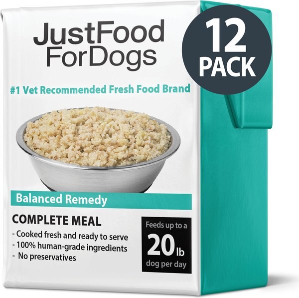 JustFoodForDogs PantryFresh Balanced Remedy Recipe Fresh Dog Food， 12.5-oz pouch， case of 12