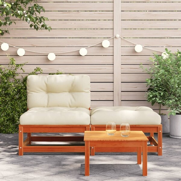 vidaXL Patio Furniture with Cushions Outdoor Sectional Seating Solid Wood Pine