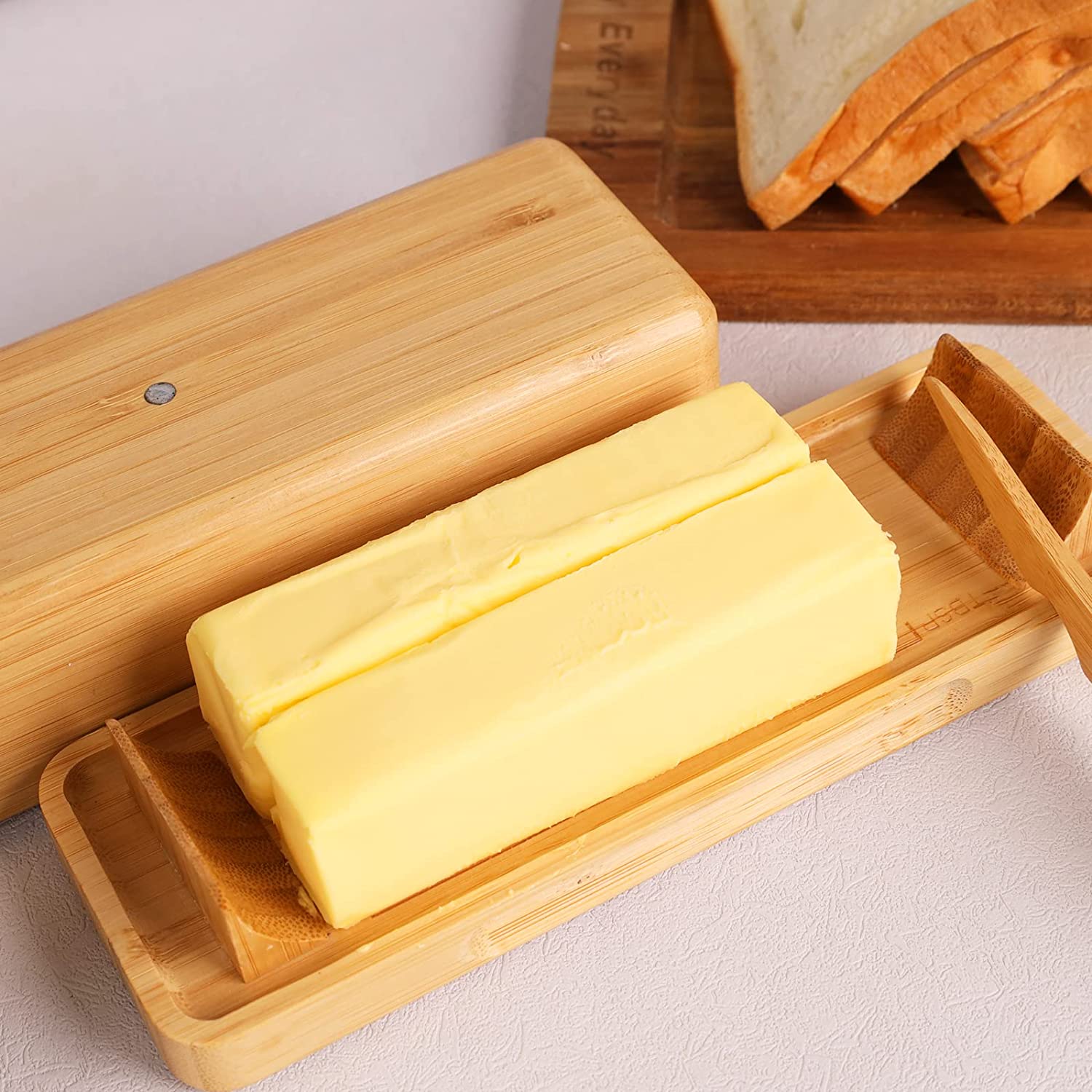 Bamboo Butter Dish with Lid 8.7