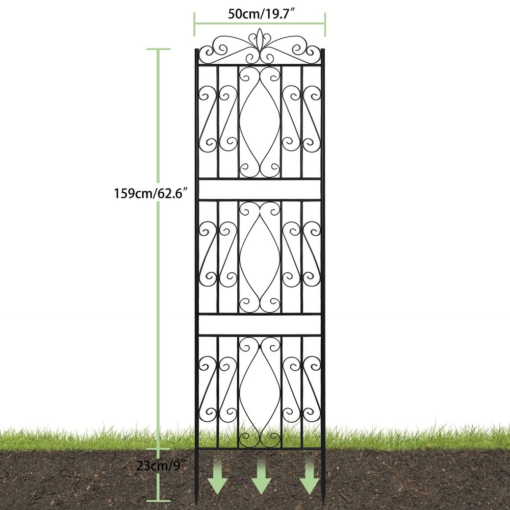 2 Pack Tall Garden Trellis Decorative Outdoor Black Metal Panel Fence for Patio Yard Décor