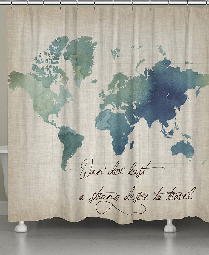 Laural Home Watercolor Wanderlust Shower Curtain