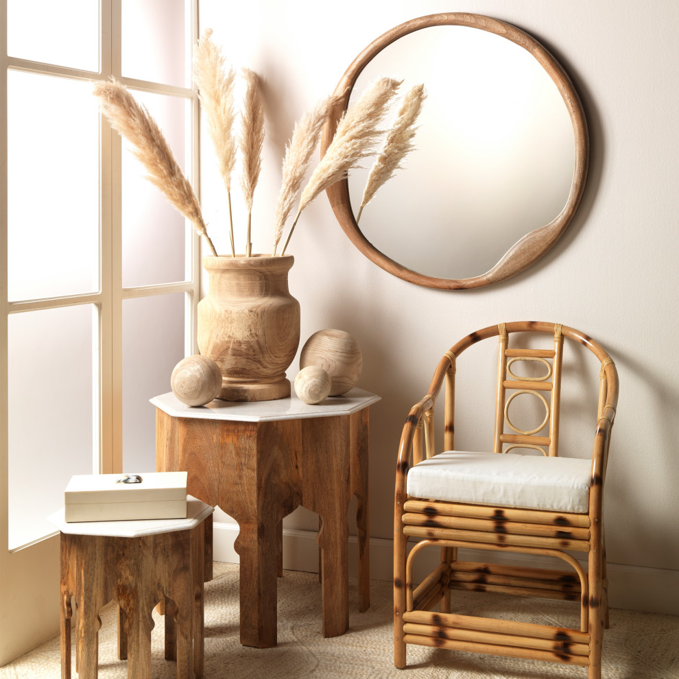 Small Atlas Table   Natural Mango Wood With White Marble Top   Mediterranean   Side Tables And End Tables   by gr home  Houzz