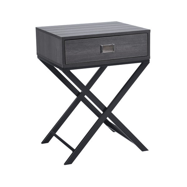 Homy Casa Industrial Style End Table with Drawer