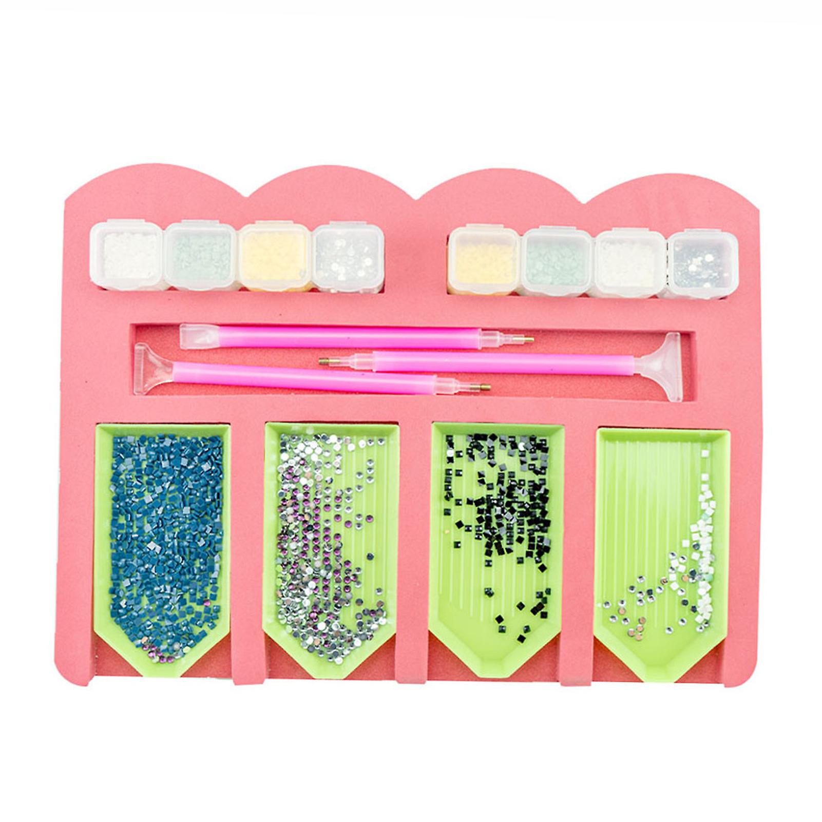 Tray Holder，3 Pcs Drill Pens，4 Pcs Green Trays，8 Pcs Diamond Storage Boxes，