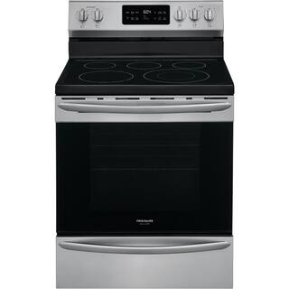 FRIGIDAIRE GALLERY 30 in. 5.4 cu. ft. Single Oven Electric Range with Steam Clean Quick Bake Convection Smudge-Proof Stainless Steel Oven GCRE3038AF